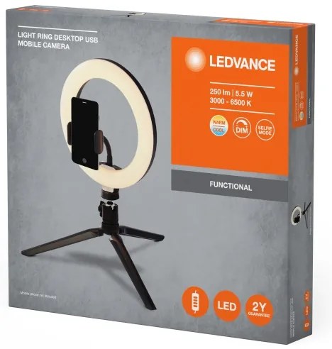 Ledvance -LED Dimmelhető fényerejű lámpa állvánnyal és tartóval vlogozáshoz LED/5,5W/USB