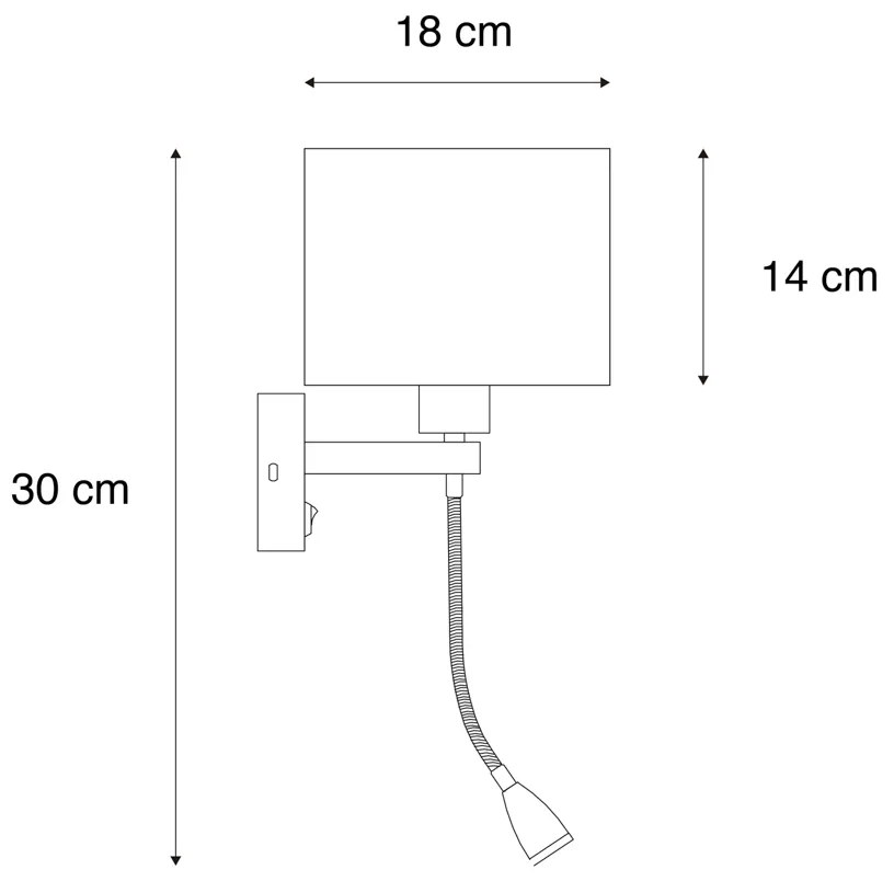 Fali lámpa fekete, bézs bársony árnyékkal 18 cm - Brescia Combi