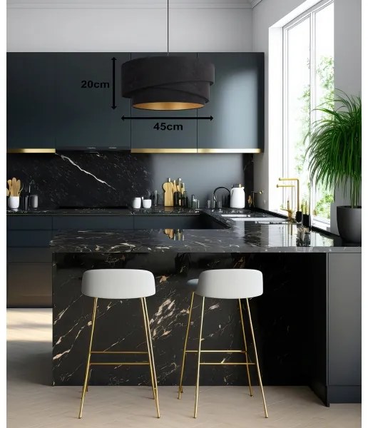 Duolla - Csillár zsinóron KOBO 1xE27/15W/230V átm. 45 cm fekete/arany