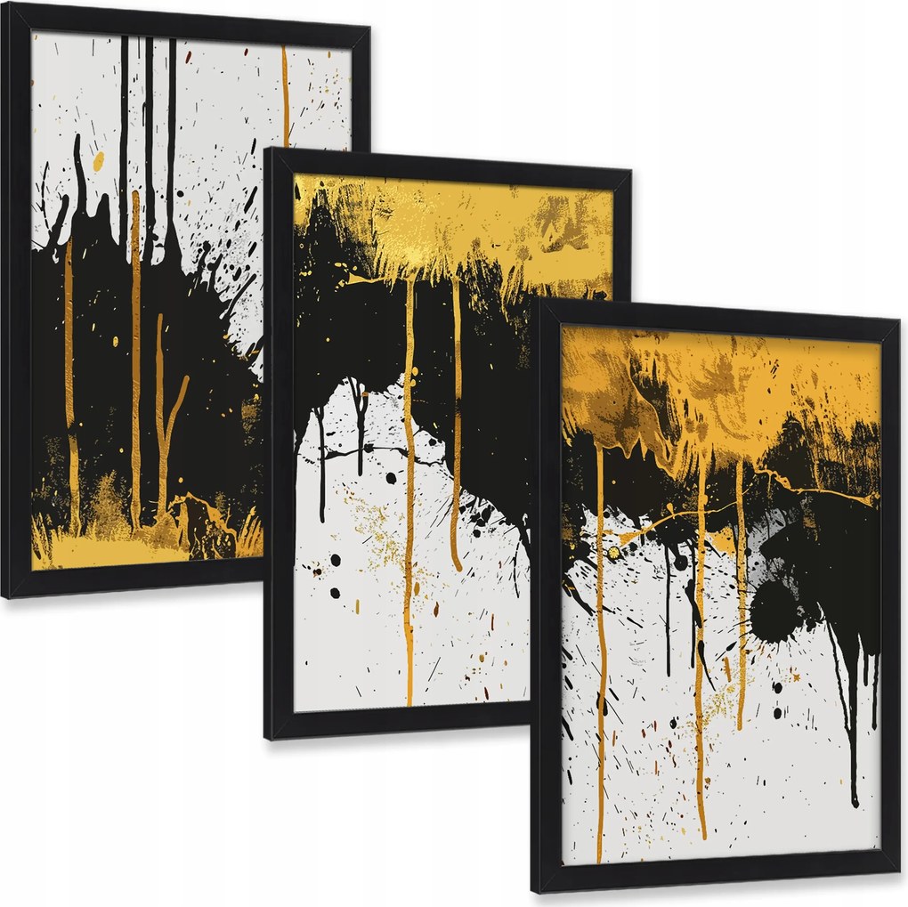 Vászonkép szett Absztrakt arany csillogó triptichon falra 3 db 40x30 cm