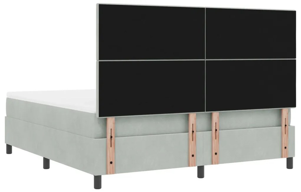 Boxspring Ágy Matracot tartalmazó Világosszürke Szuper King Bársonyos