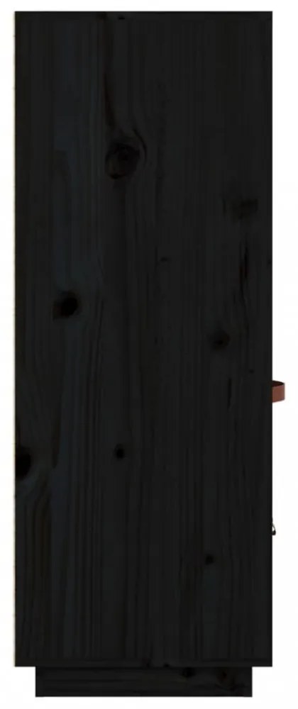 fekete tömör fenyőfa magasszekrény 67 x 40 x 108,5 cm