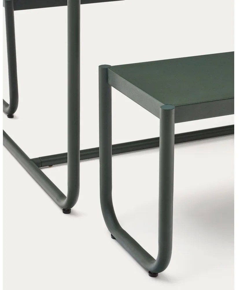 Sötétzöld fém négyszemélyes kerti étkezőgarnitúra Sotil – Kave Home