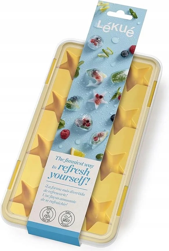 Lékué jégkockatartó tálca, sárga, 22 x 11,3 x 2,5 cm