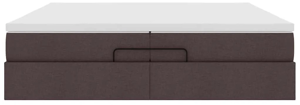 Ottomán ágykeret matracokkal Sötétbarna 200x200cm szövet