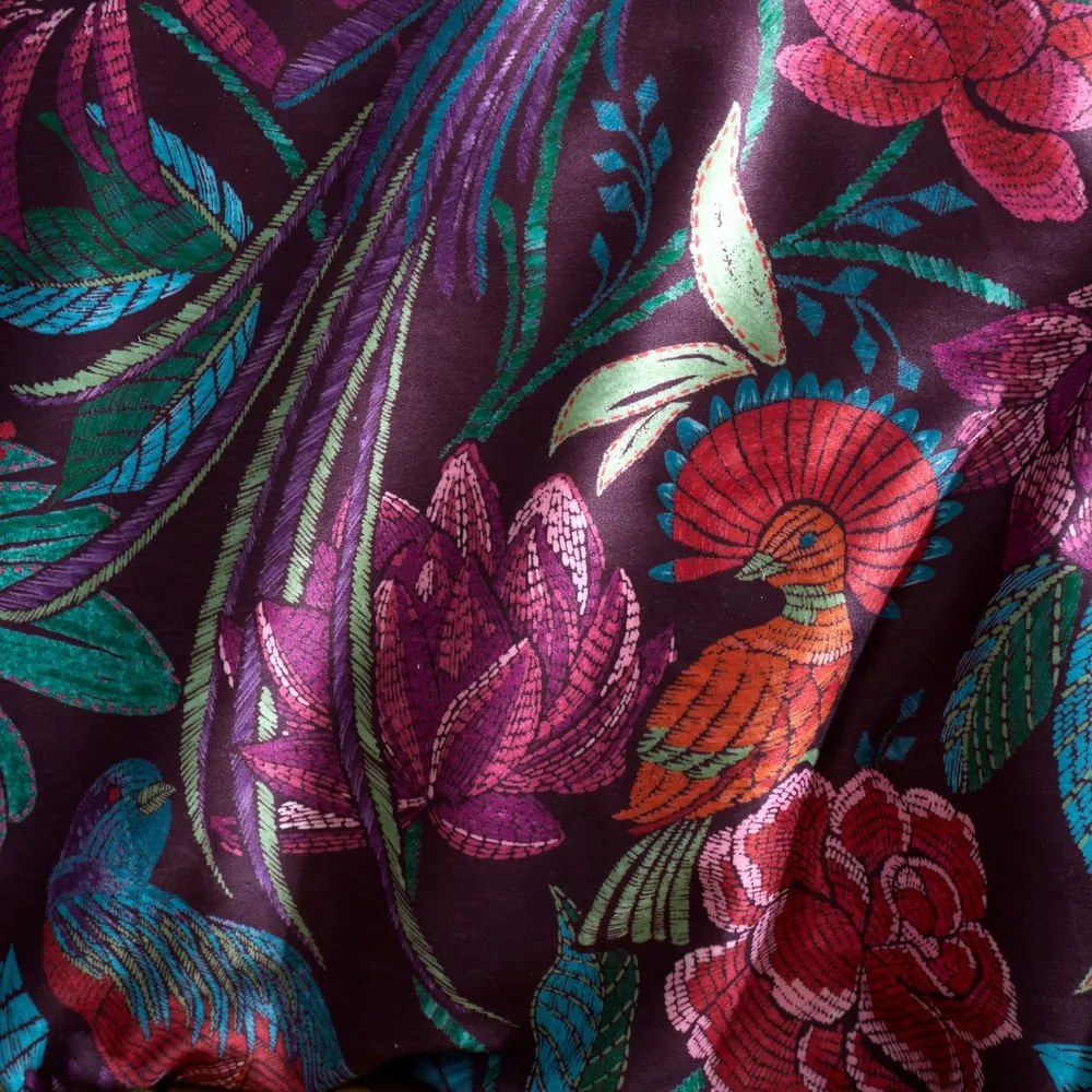 Lila kétszemélyes bársony ágyneműhuzat 200x200 cm Kate Floral – Catherine Lansfield