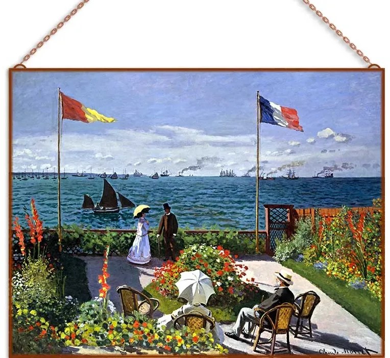 Monet - Terrace at the Seaside üvegkép, falikép