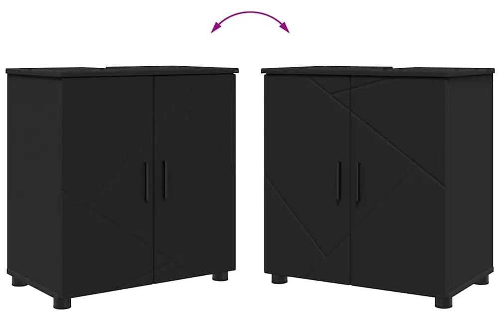 Fürdőszoba bútor szett 2 pcs Fekete 61 x 35 x 64 cm Faanyag