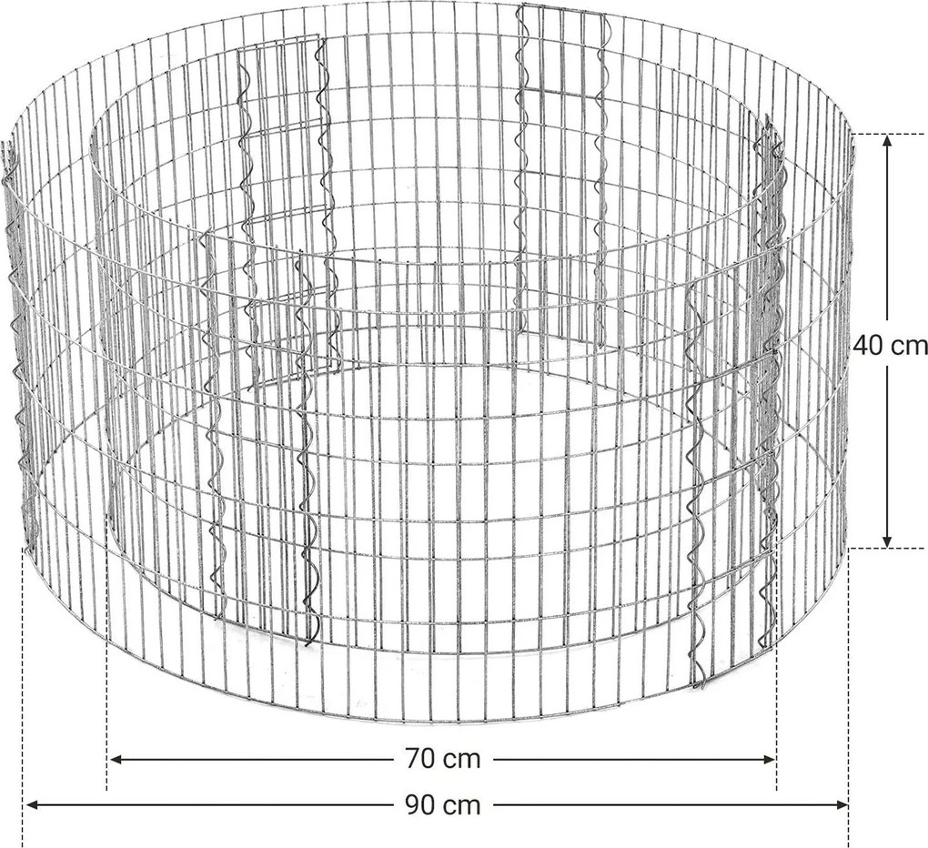 Kerek gabion kő kosár 90 x 40 cm (ø x h)