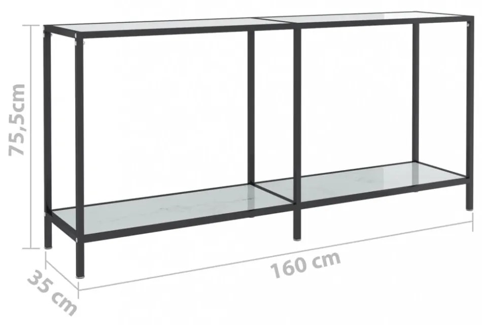 fehér edzett üveg tálalóasztal 160 x 35 x 75,5 cm