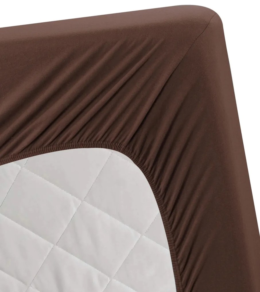 Jersey sötétbarna lepedő TiaHome - 140x200cm