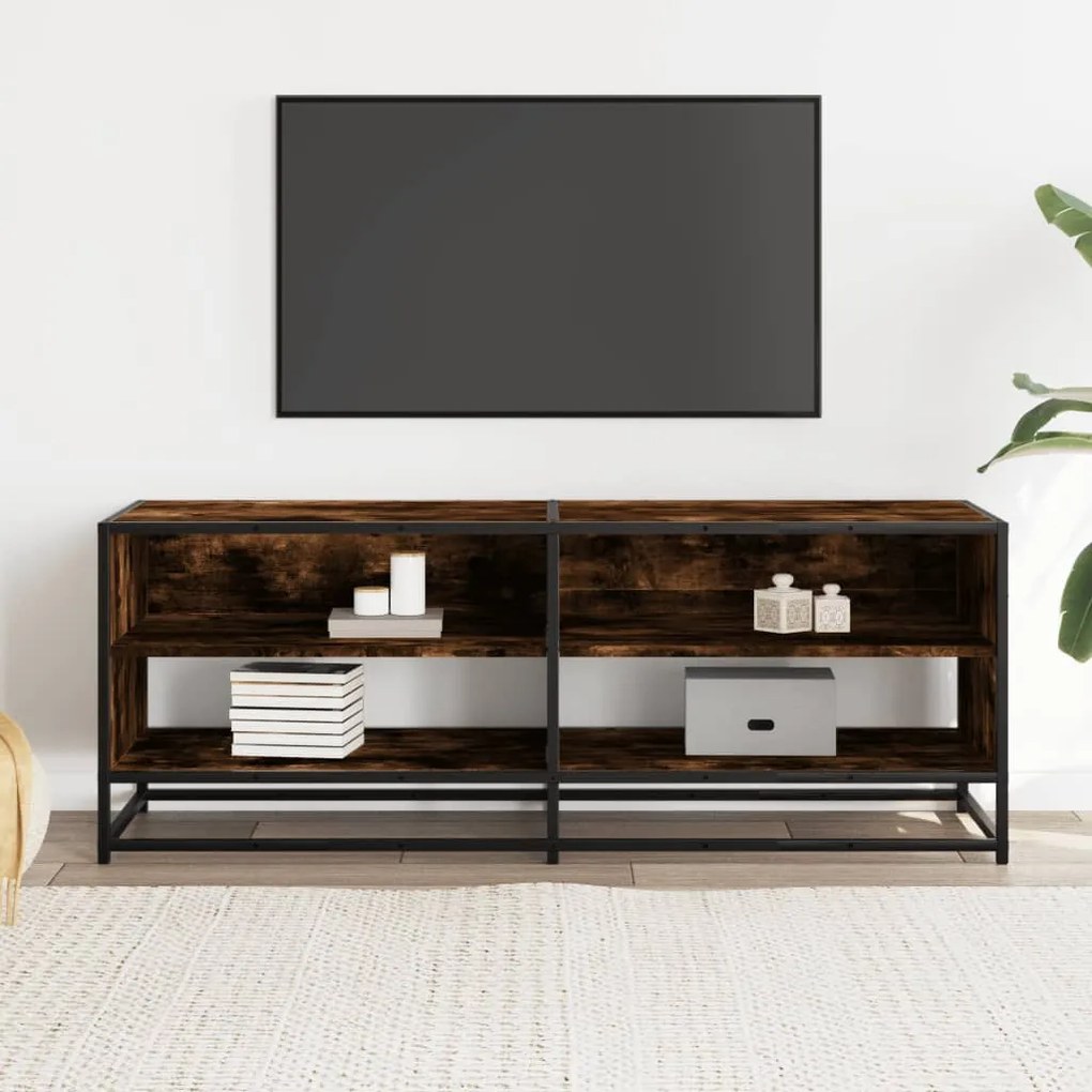 füstös tölgy színű szerelt fa és fém TV-szekrény 120,5x40x46 cm