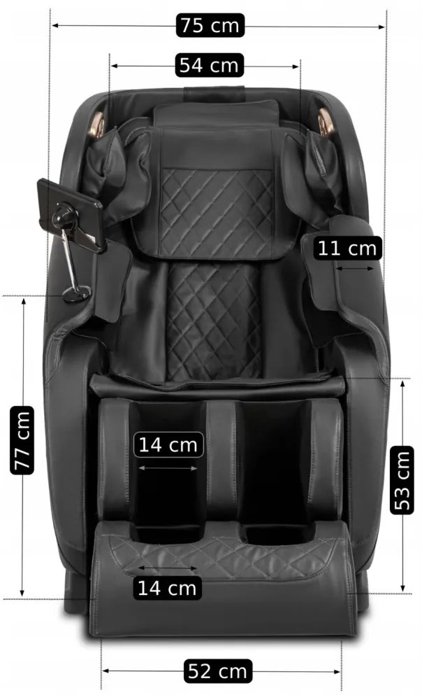 Masszázsfotel Fekete Eco-bőr Kárpittal. Angol Vezérlés - Menü. VX MAX