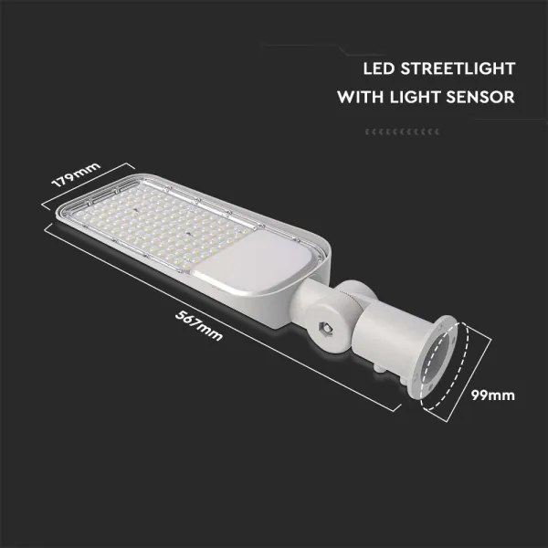 LED utcai lámpa szürkületérzékelővel LED/100W/230V 6500K IP65 szürke