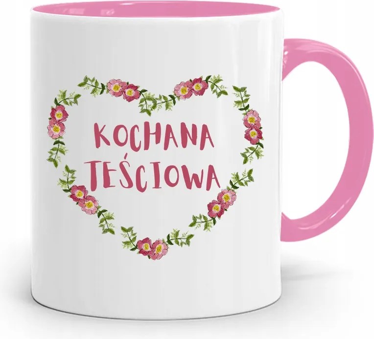 Rózsaszín Bögre Ajándék Szeretett Anyósnak, fényképes nyomattal