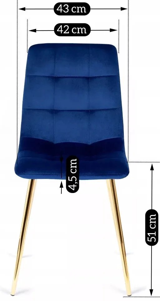 Sötétkék Bársony Étkezőszék Arany Lábbal. YORK Belföldi Raktárról