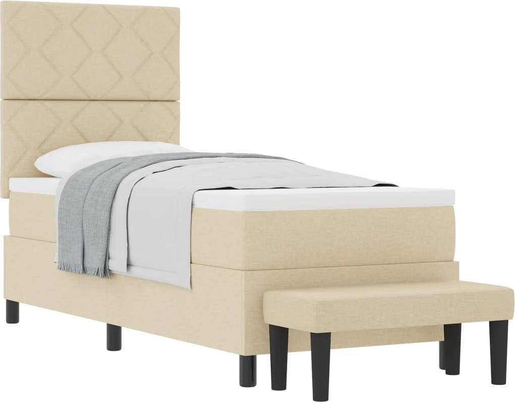 vidaXL Boxrugós ágy matracmal fejtámlával Krém 80 x 200 cm szövet