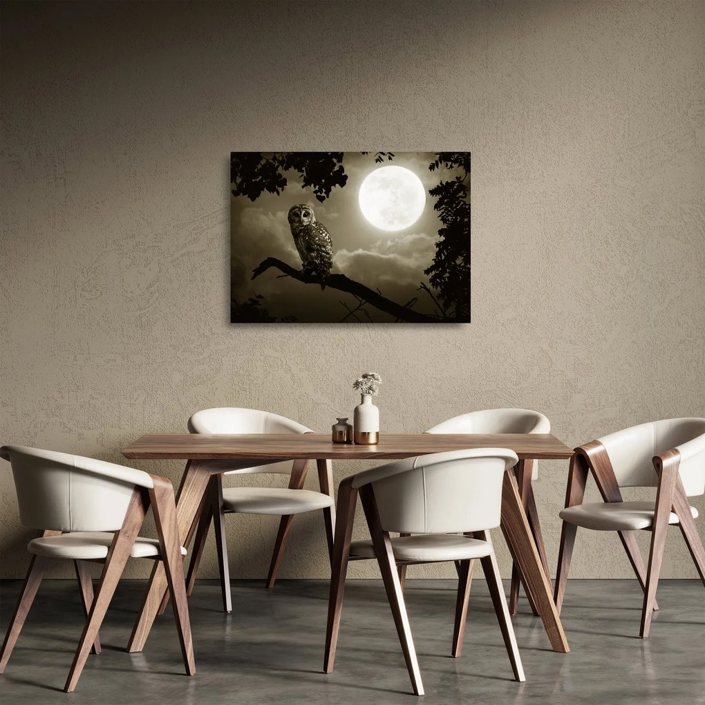 Üveg kép - Éjjeli bagoly, arany (70x50 cm)
