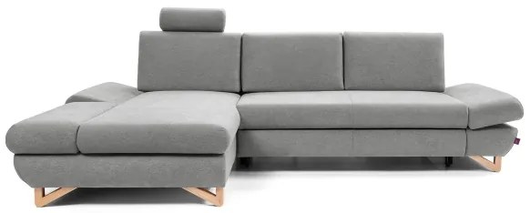 AVESTA, balos, L-alakú, ággyá nyitható kárpitozott sarokgarnitúra tárolóhellyel, szürke