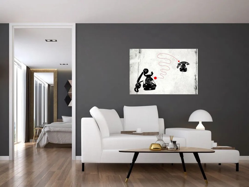 Kép - Telefon rajza Banksy stílusában (90x60 cm)