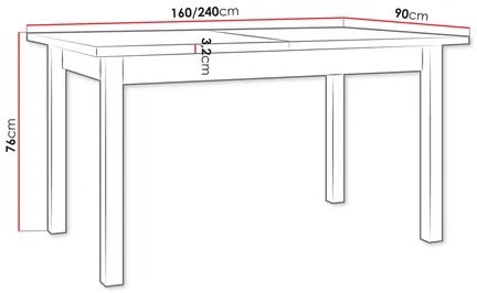 Széthúzható étkezőasztal Wodonas 90 x 160 240 II XL (fehér) (6-10 fő részére). 1105417