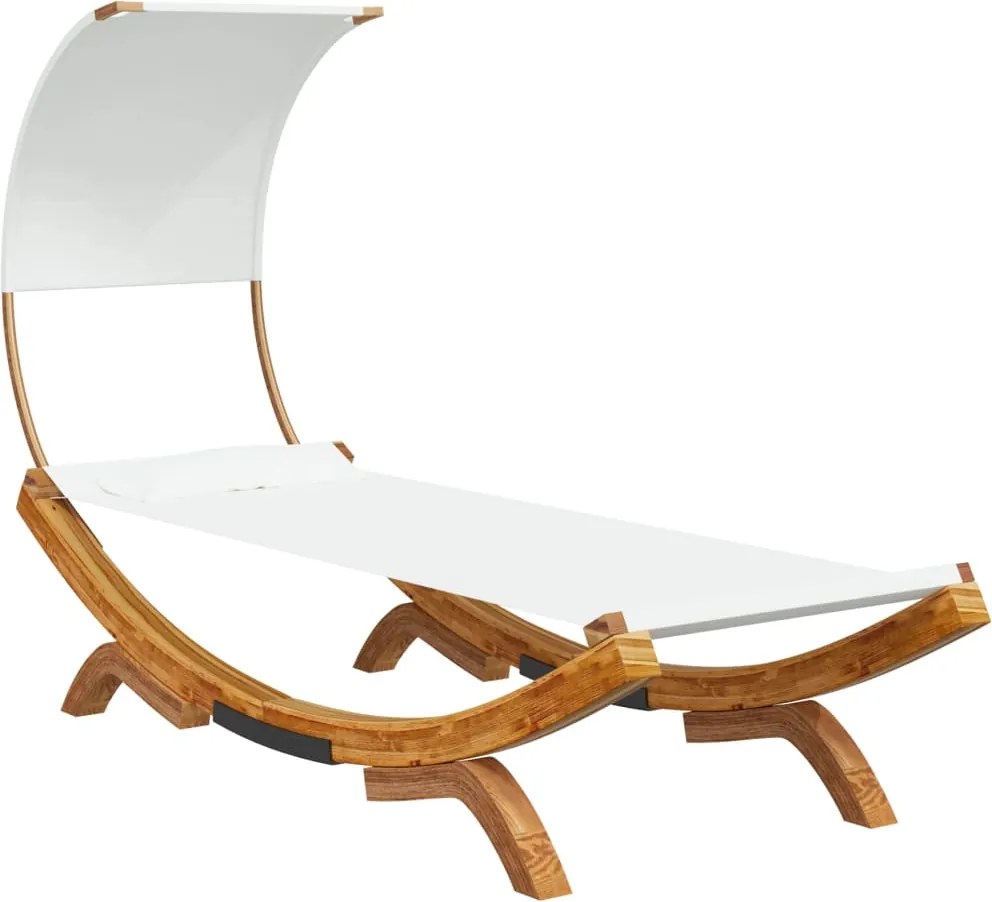 vidaXL kültéri krém baldachinos hajlított fa nyugágy 100x200x126 cm