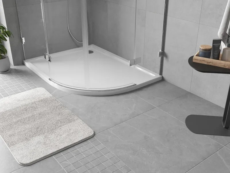 Mexen Flow félköríves aszimmetrikus slim bal 90 x 80 cm, fehér fényes - 46Q108090L