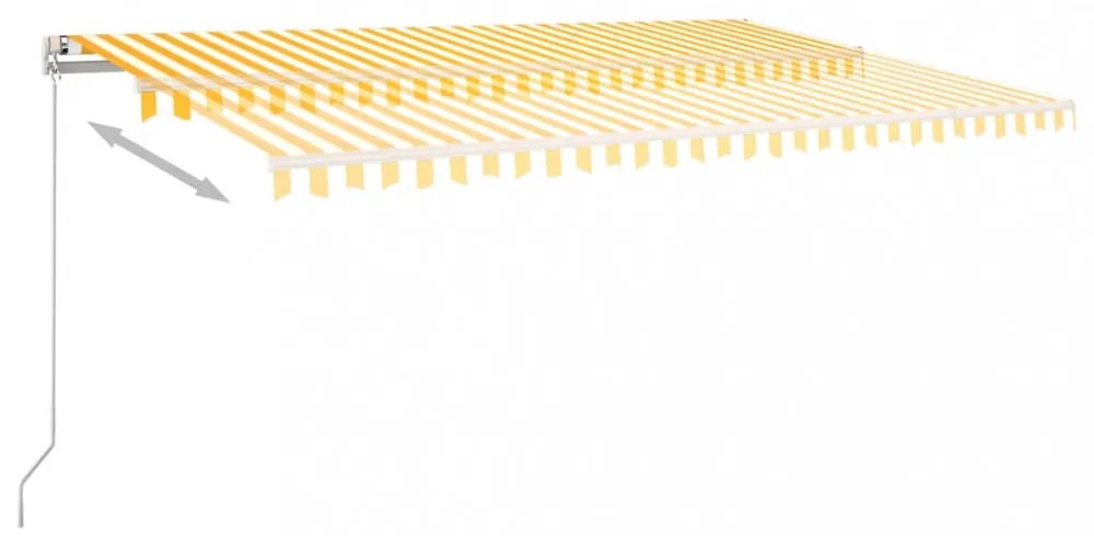 sárga és fehér kézzel kihúzható LED-es napellenző 500x350 cm
