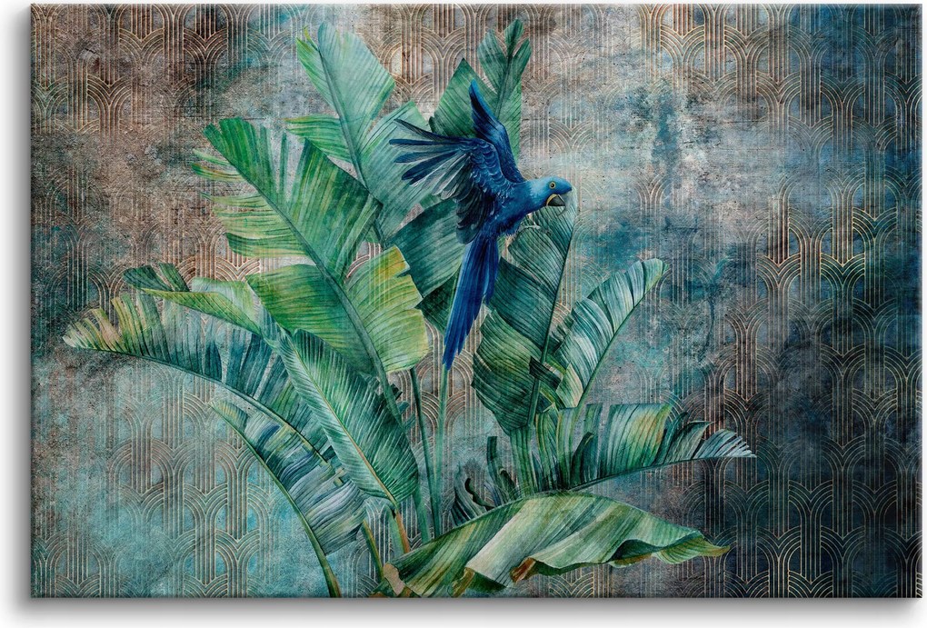 Vászonkép falikép nappaliba zöld levelek pasztell 80x120cm