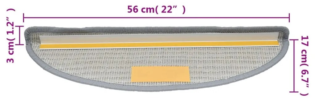 15 db szürke lépcsőszőnyeg 56 x 17 x 3 cm