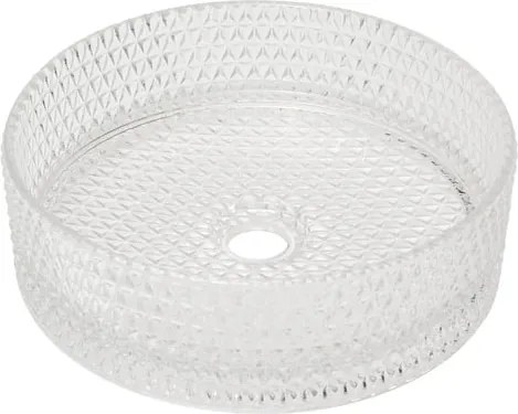 Pultba süllyeszthető mosdó SAT Purity 36x36 cm víztiszta csaptelep furat nélkül, túlfolyó nélkül SATGLA3636T