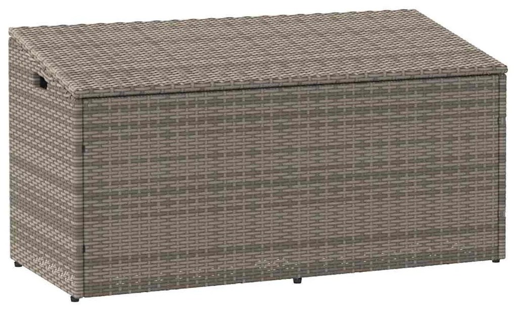 szürke polyrattan kerti tárolóláda 110 x 50 x 58 cm