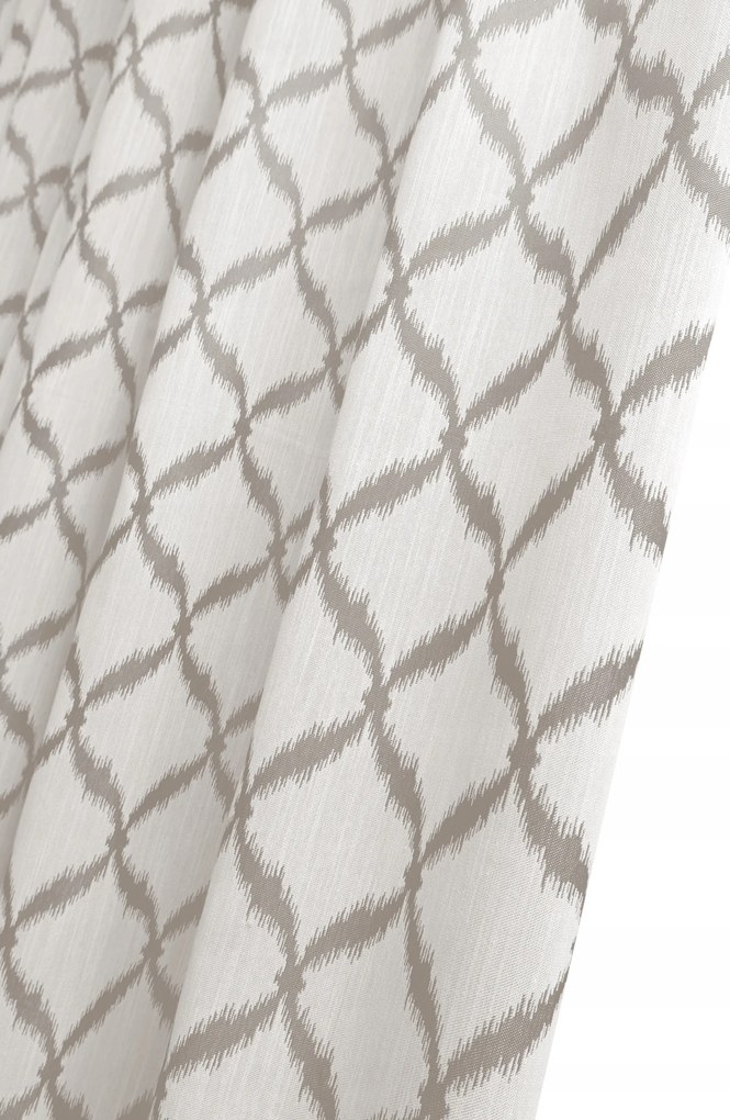 Dekoratív függöny, függönyanyag rombusz mintával, 300 cm magas. Bézs