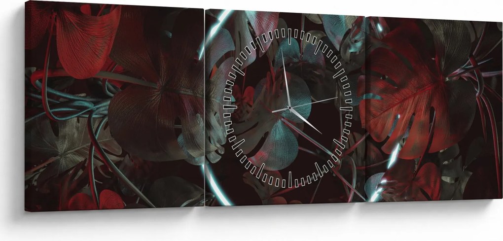 Kép - Neon kör a pálmafák között (órával) (90x30 cm)