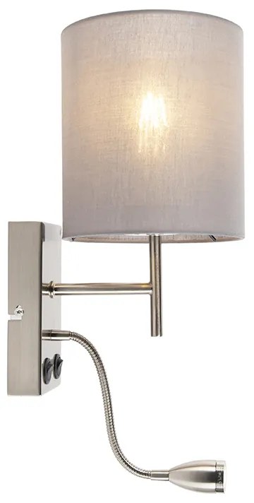 Modern fali lámpa acélból szürke pamut búrával - Stacca