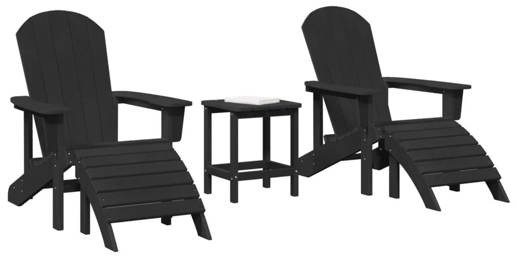 3 darabos Kertbútor szett Fekete HDPE