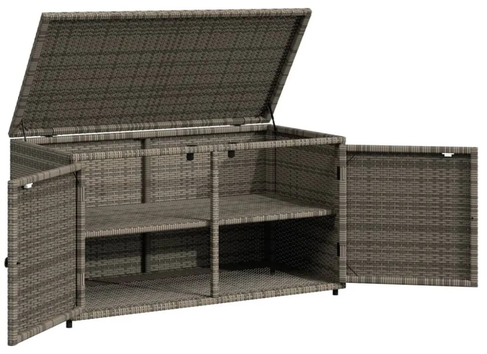 szürke polyrattan kerti tárolószekrény 110 x 55 x 60,5 cm