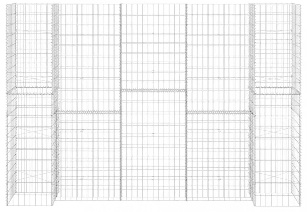 H alakú acéldrót virágtartó gabion 260 x 40 x 180 cm