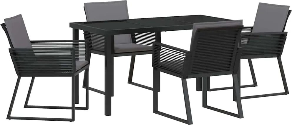 vidaXL Kert étkező szett 5 pcs Fekete Porszórt acél