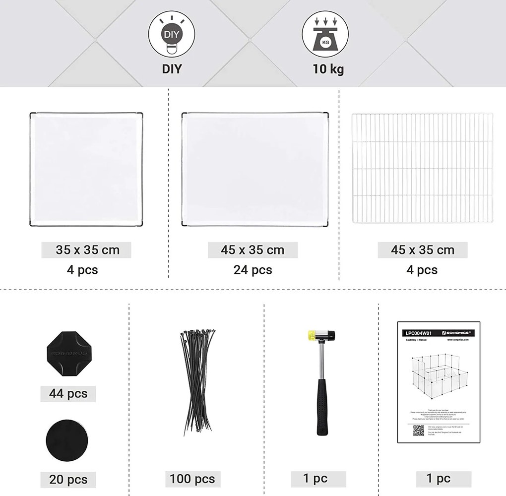 Kisállat kifutó, 143 x 92 x 108 cm, fehér