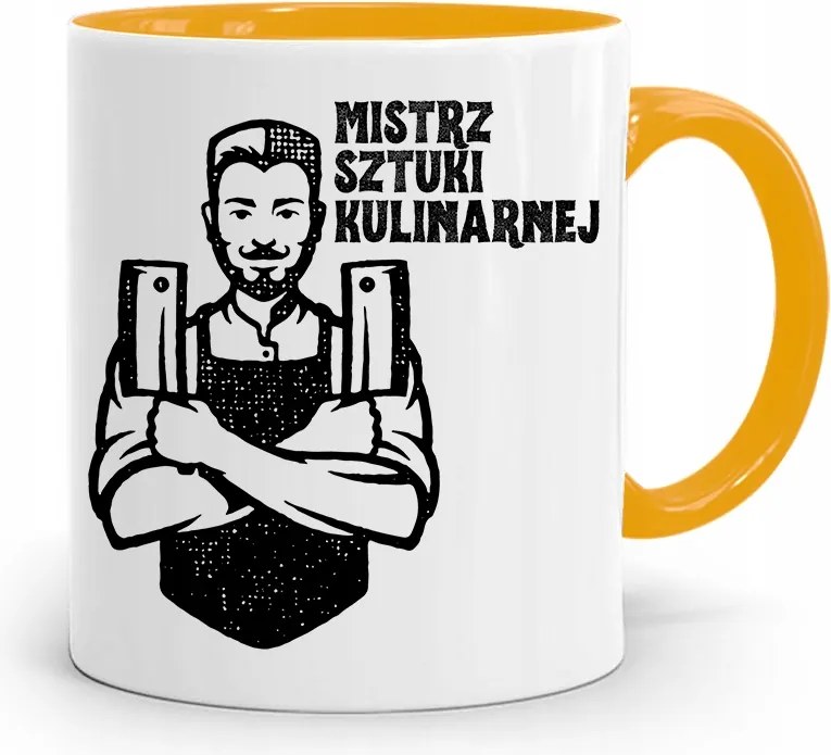 Sárga Bögre Szakácsnak A Kulináris Művészet Mestere fényképes nyomtatással