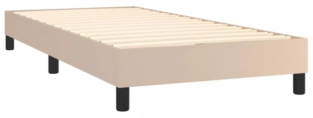 cappuccino színű műbőr rugós ágy matraccal és LED-del 80x200 cm