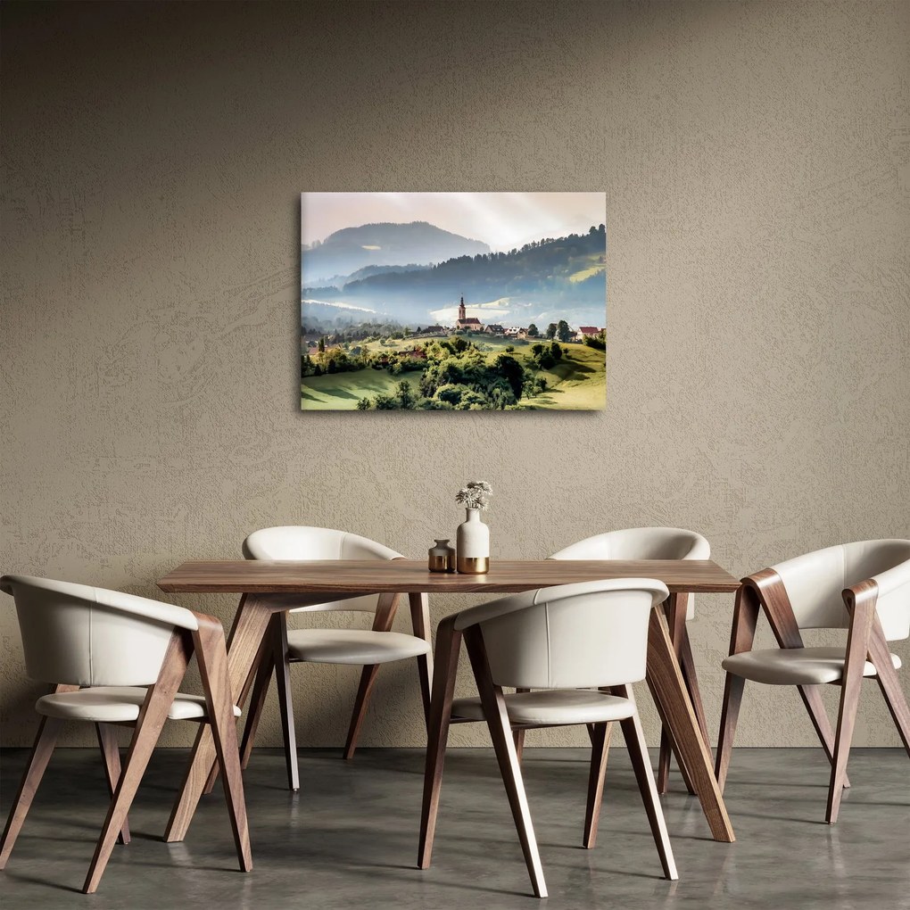 Kép - falu a ködben (70x50 cm)