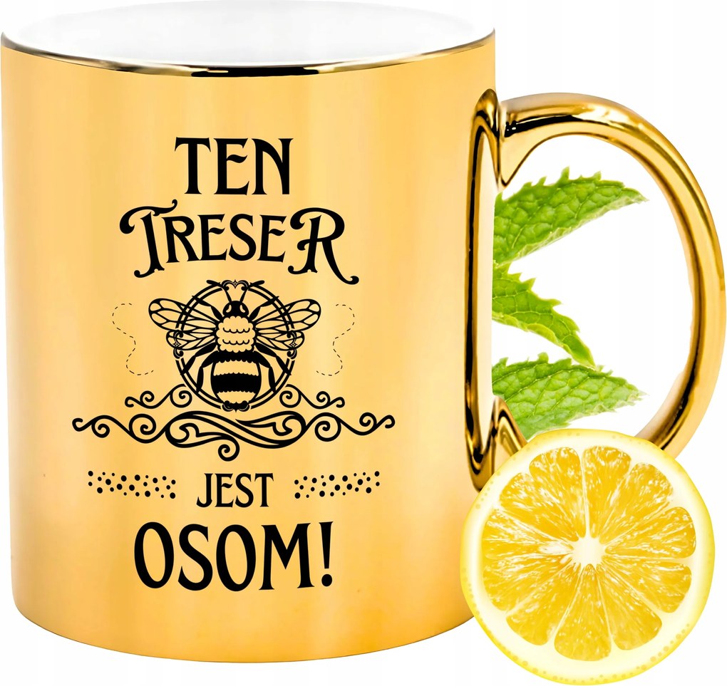 Prémium Arany Csillogó Bögre Treser Ajándék Nyomtatott Fotóval