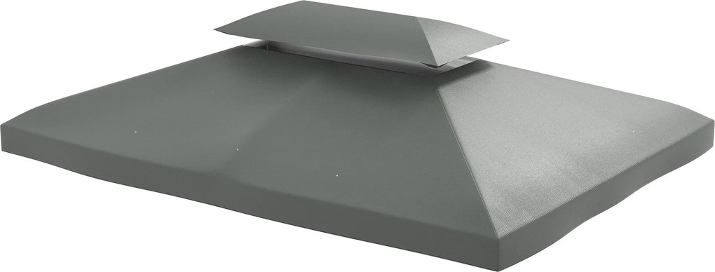 Outsunny Csere Roof Fém Pavilonhoz 3x4m Vízálló Pavilon Tető Kétrétegű Tetővel, Csere Fedezék Kerti Pavilon Partitáborhoz Gazebo Poliészter Sötétszürk