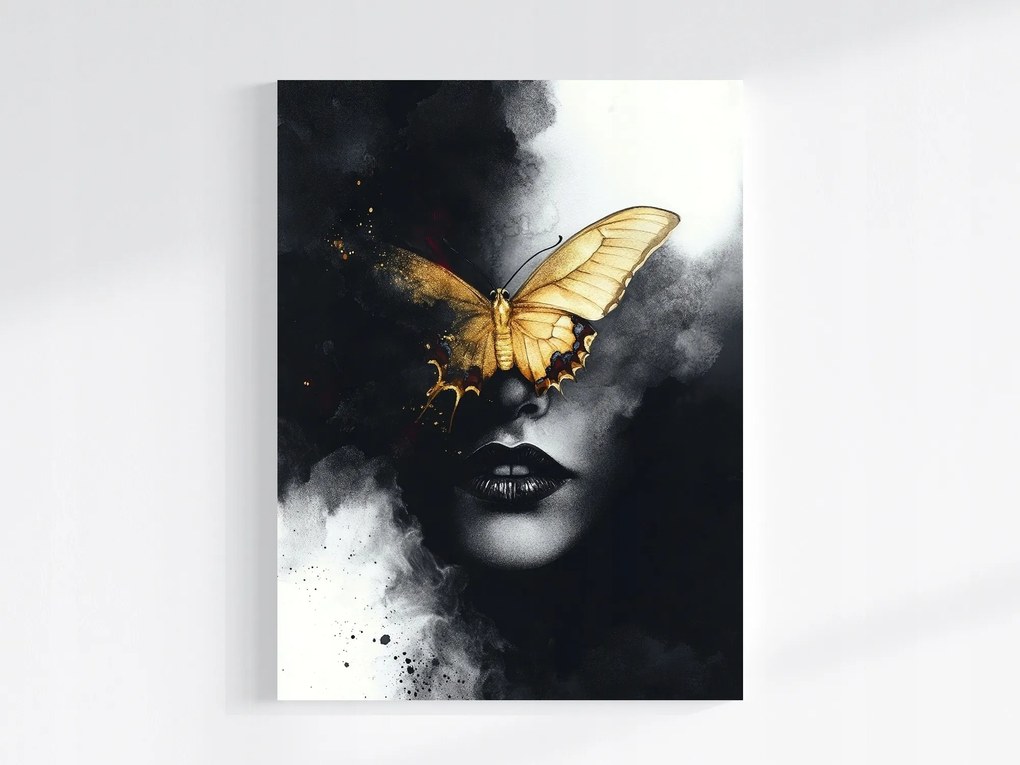 Vászonkép Canvas Absztrakt Portré Nő Arc Pillangó Maszk 60x80