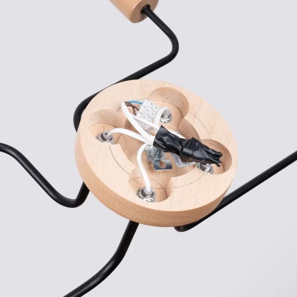 Sollux SL.1669 - Felületre szerelhető csillár TIMBO 4xE27/15W/230V fekete/bézs/bükkfa