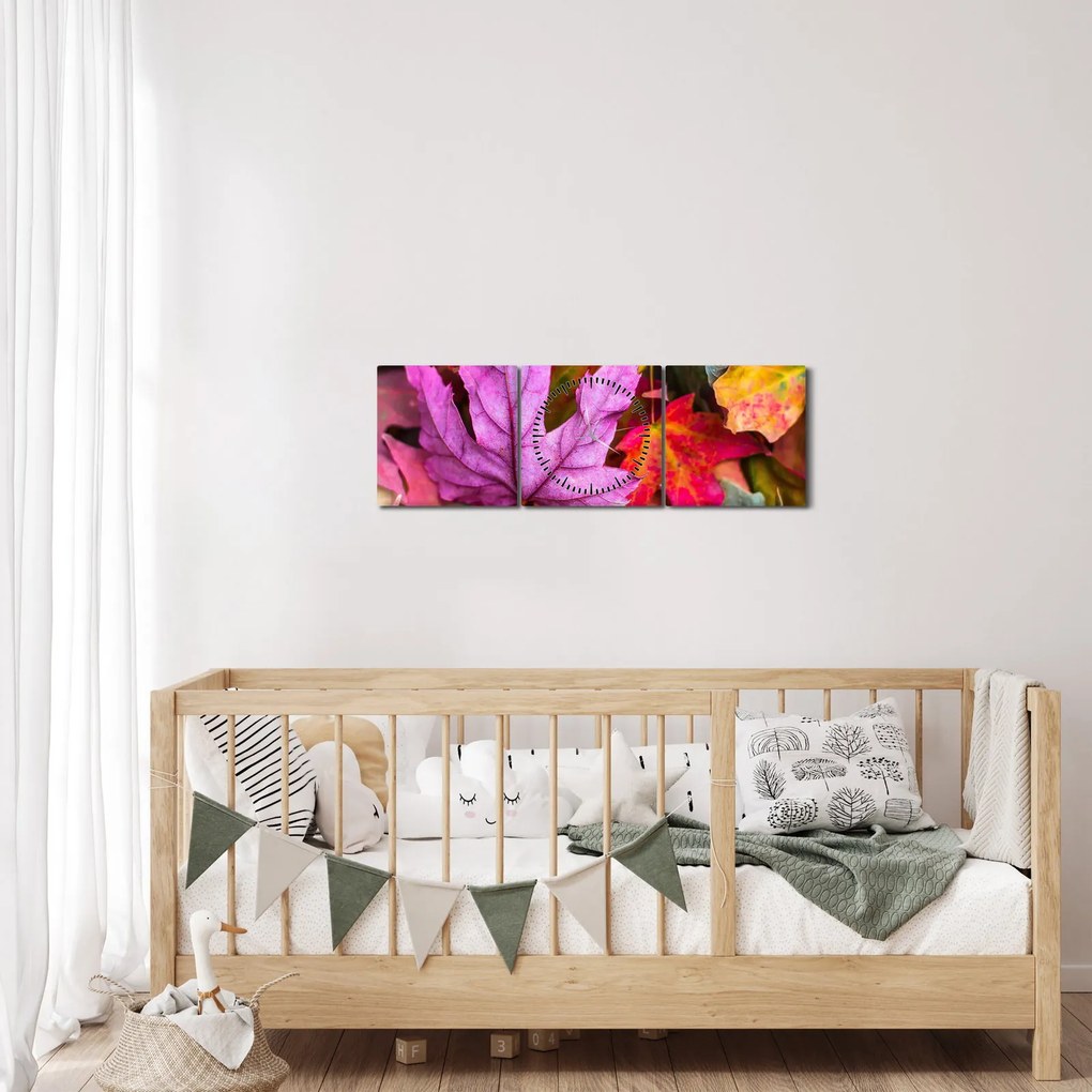 Kép - őszi levelek (órával) (90x30 cm)