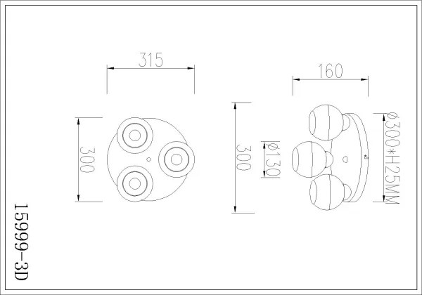 Globo 15999-3D - Mennyezeti lámpa RAGUSA 3xE27/60W/230V Ø 31,5 cm