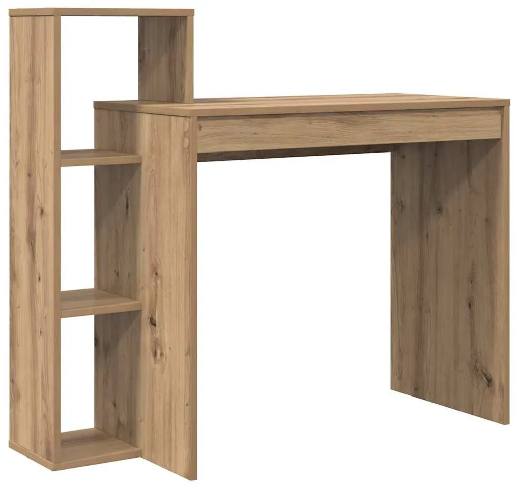 Asztal polcokkal kézműves tölgy 100 x 40 x 90 cm Faanyag